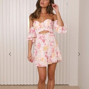 Hello Molly Pink and Yellow Floral Mini Dress